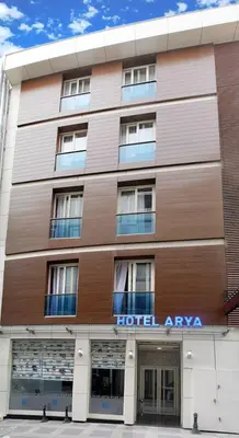 a building with a hotelagency sign on it at Arya Hotel in Istanbul