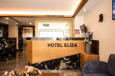 a hotel elka lobby with a hotel elka sign at Eliza Hotel in Istanbul