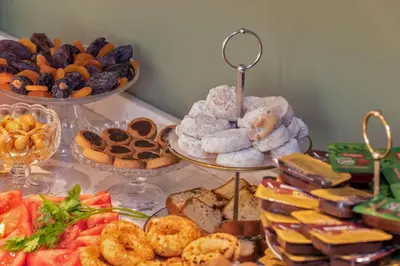 a table with three plates of different types of food at Nika otel & cafe in Istanbul