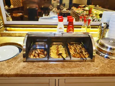 a tray of food on a counter in a kitchen at Elysion Hotel in Istanbul