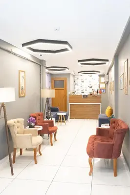 a lobby with chairs and a waiting room at Tavra hotel in Istanbul