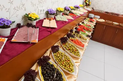 a long table filled with different types of food at Grand Hotel Avcılar in Istanbul