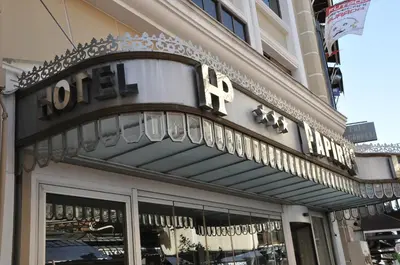 a store front with a sign for a hotel at Grand Papirus Hotel in Istanbul