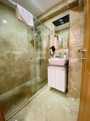 a bathroom with a shower and a sink at PALMERA OLD CITY in Istanbul