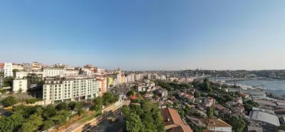 an aerial view of a city with a river and buildings at Radisson Blu Hotel Istanbul Pera in Istanbul