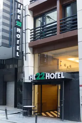 a hotel sign on the front of a building at The 22 Hotel in Istanbul