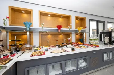 a buffet line with many different types of food at Graziella Gold Hotel in Istanbul