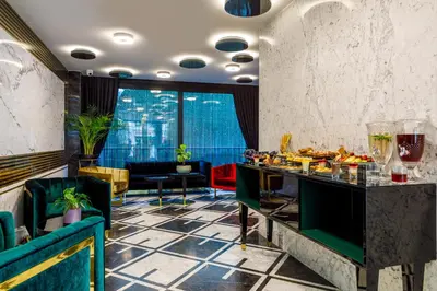 a room with a buffet of food on a table at Euro Design Hotel in Istanbul