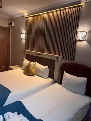 two beds sitting next to each other in a room at Galaxy Hotel Sultanahmet in Istanbul