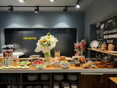 a table filled with food on top at Levent Lavandula Hotel in Istanbul