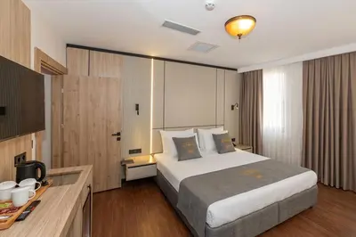 a hotel room with a bed and a television at Yez Boutique Hotel in Istanbul