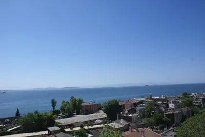 a view of a city and the ocean at Mytra Hotel in Istanbul