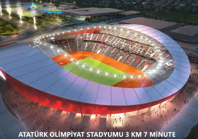 an overhead view of a stadium at night at Dem İstanbul Airport Hotel in Istanbul