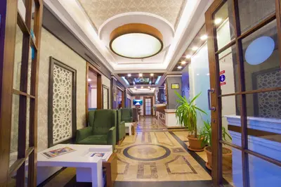 a corridor of a hospital with a hallway at Hotel Black Tulip in Istanbul