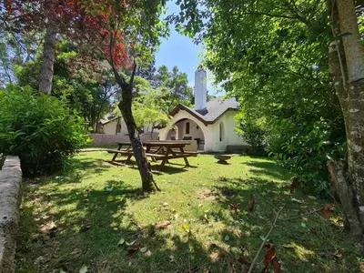 a picnic table in the middle of a yard at Polonezköy Country Club & Accommodation in the Wildlife Park! in Beykoz