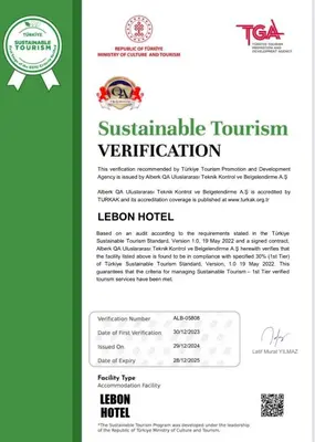 a flyer for a sustainable tourism vacation destination at Lebon Hotel-Special Class in Istanbul