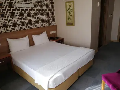 a bedroom with a large white bed in a room at Nice Royal in Istanbul