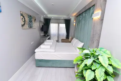 a small bedroom with a bed and a potted plant at Little sofia hotel in Istanbul