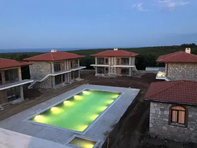 an overhead view of a swimming pool in a house at İğneada Hotel Rezve in Kırklareli