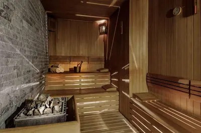 a sauna with aburningificialificialificialificialificialificialificialificialificialificial at Ramada by Wyndham Istanbul Golden Horn in Istanbul
