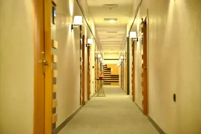 a hallway of a building with a long aisle at Roof 264 Hotel & Suites in Sakarya