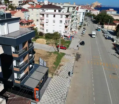 an aerial view of a city street with buildings at MOPE Hotel in Tekirdag