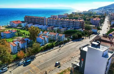 an aerial view of a city with the ocean at MOPE Hotel in Tekirdag
