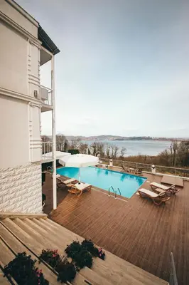 a view of a swimming pool on a house at Sapanca View Hotel in Sapanca