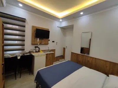 a hotel room with a bed and a desk and a television at Life Span Hotels in Istanbul