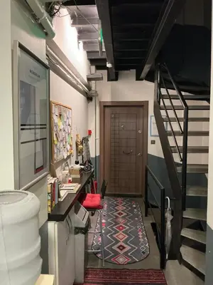 a hallway with a staircase and a stair case at Istanbul Hub Flats in Istanbul