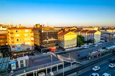 an aerial view of a city with buildings and a street at MELİSA SUİT RESİDENCE in Istanbul