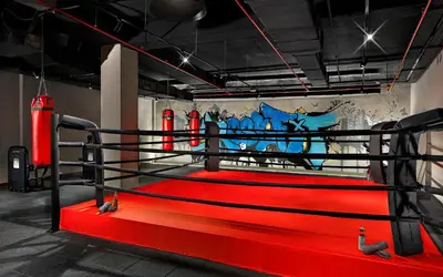 a pair of red boxing gloves in a gym at Wanda Vista Istanbul in Istanbul