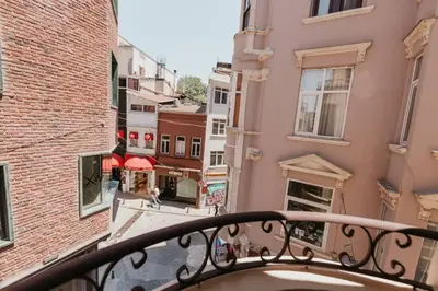 a view of an alley from a balcony of a building at Galadoo Suites 2nd Floor in Istanbul