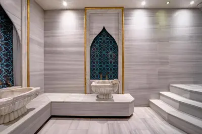a bathroom with a sink and a tub and a window at Stargate Hotel&Spa in Korfez