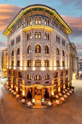a large building with lights in front of it at Cronton Design Hotel in Istanbul