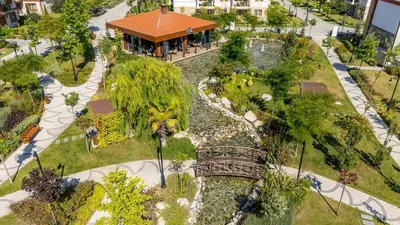 an overhead view of a park with a building at Mola İstanbul in Silivri