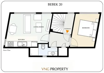 a floor plan of a bedroom and a living room at Modern Bright Cozy 1bed1bath Hidden Gem! #79 in Istanbul