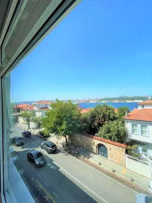 a view from a window of a street with cars at Kuzguncuk View in Istanbul
