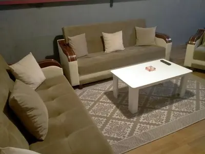 a living room with a couch and a coffee table at 2 bedrooms central area located appartment 1floor in Istanbul