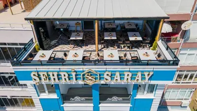 an aerial view of a seafood restaurant on a cruise ship at KUMBAĞ ŞEHRİ SARAY APART OTEL in Tekirdag