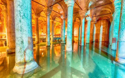 an image of a hallway in a building with columns at Eresin Hotels Topkapı in Istanbul