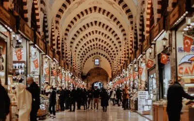 a crowd of people walking through a market hall at Eresin Hotels Sultanahmet - Boutique Class in Istanbul