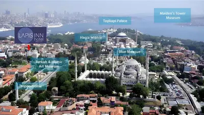 an aerial view of a city with buildings at Lapis Inn Hotel & Spa ( Ex. Ambassador Hotel) in Istanbul
