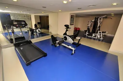 an overhead view of a gym with cardio equipment at Topkapi Inter Istanbul Hotel in Istanbul