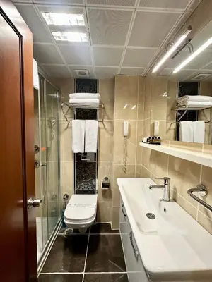 a bathroom with a toilet and a sink at Askoc Hotel & SPA in Istanbul