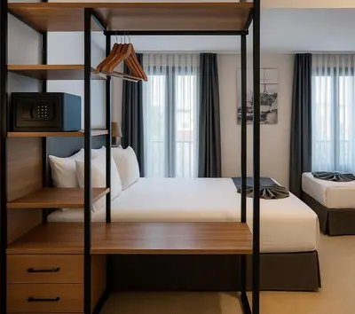 a bedroom with a bed and a bunk bed at Imagine Istanbul - Sultanahmet in Istanbul