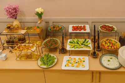 a buffet with many plates of food on a table at Imagine Istanbul - Sultanahmet in Istanbul