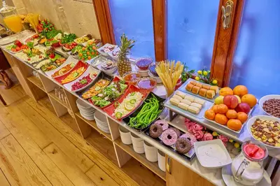 a buffet with many different types of food on display at Ardey Hotel in Istanbul