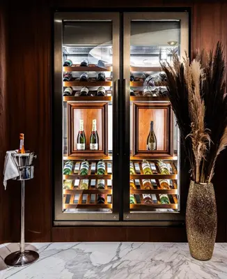 a refrigerator filled with lots of bottles of wine at The Maestro Hotel in Istanbul