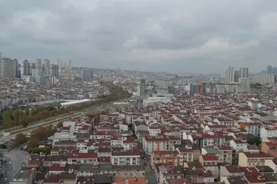 an aerial view of a city with buildings at Classic Suite MS33 in Esenyurt